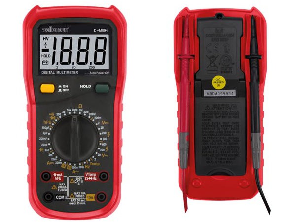 Multimètre multifonctions DVM892: voltmètre, ampèremètre, capacimètre,  fréquence, température, transitors, diodes, continuité