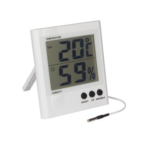 Thermomètre hygromètre digital à sonde et grand écran LCD
