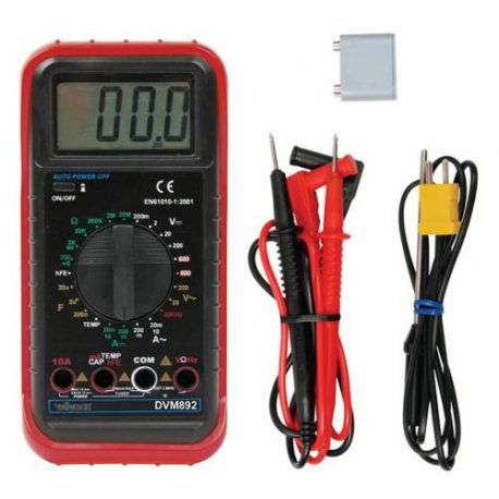 Multimètre multifonctions DVM892: voltmètre, ampèremètre, capacimètre,  fréquence, température, transitors, diodes, continuité