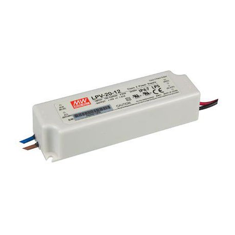 Alimentation 12V CC IP67 20W à tension constante LPV-20-12